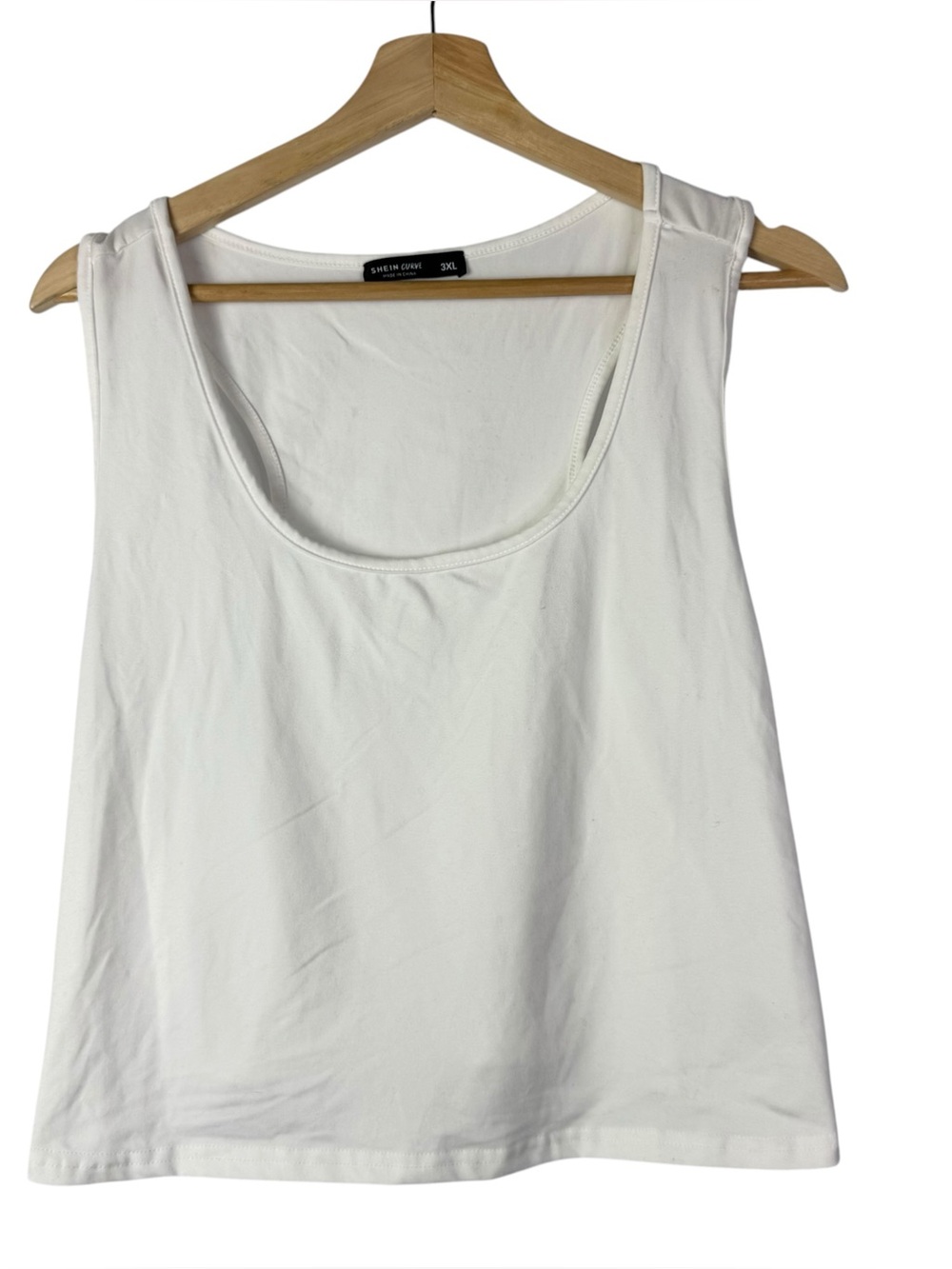 Shein Curve White Scoop Neck Crop Tank Top 3XL